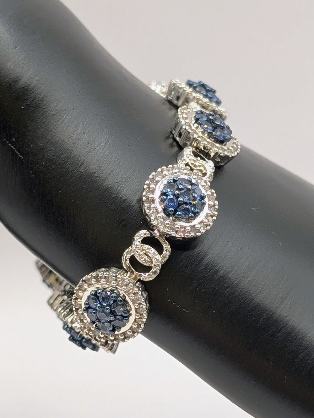 Ceylon Sapphire & Diamond Bracelet - 18k White Gold Over 925 Silver - 3.42ctw